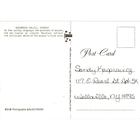 Sugarbush Valley Vermont Postcard Lincoln Mountain Autumn Snow Scenic - Picture 2 of 2